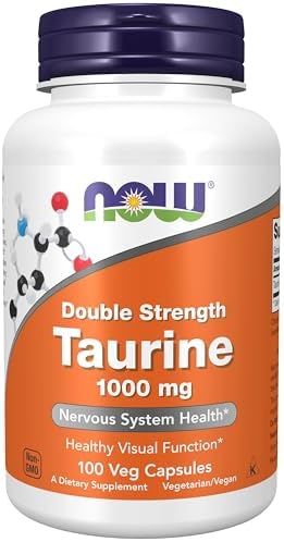 NOW Foods Supplements, Taurine 1,000 mg, Double Strength, Nervous System Health*, 100 Veg Capsules (Вегетарианские капсулы) NOW Foods