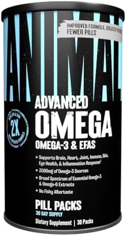 Animal Advanced Omega Essential Fatty Acids - High Potency 3500mg Omega 3 & Omega 6 Supplement with EPA, DHA, ALA, CLA, GLA for Heart, Brain, Joint, Skin, Eye, Metabolism, Immune Health - 30 Day Pack Animal