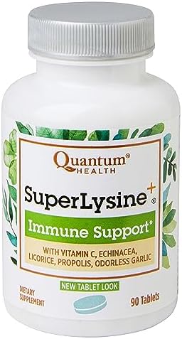 Quantum Health Super Lysine+ / Advanced Formula Lysine+ Immune Support with Vitamin C, Echinacea, Licorice, Propolis, Odorless Garlic (90 Tablets (Таблетки)) Quantum Health