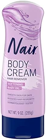 Nair Hair Removal Body Cream with Softening Baby Oil, Leg and Body Hair Remover, 3 Pack Nair