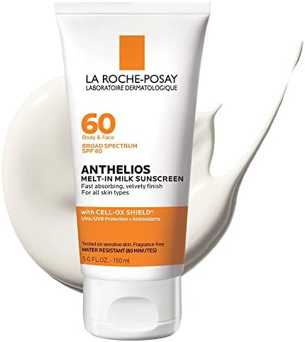 La Roche-Posay Anthelios Melt-In Milk Sunscreen SPF 60 | Sunscreen For Body & Face | Broad Spectrum SPF + Antioxidants | Oil Free Sunscreen Lotion | Lightweight & Fast Absorbing | Oxybenzone Free La Roche-Posay