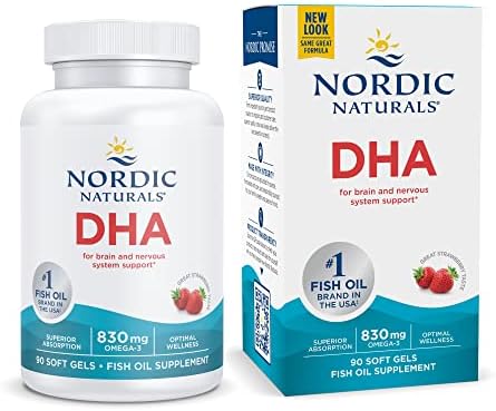 Nordic Naturals DHA, Strawberry - 90 Soft Gels (Мягкие капсулы) - 830 mg Omega-3 - High-Intensity DHA Formula for Brain & Nervous System Support - Non-GMO - 45 Servings (Порции) Nordic Naturals