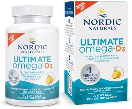 Ultimate Omega-D3 с лимонным вкусом - 60 капсул по 1280 мг омега-3 и 1000 МЕ витамина D3 Nordic Naturals