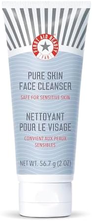 First Aid Beauty Pure Skin Face Cleanser, Sensitive Skin Cream Cleanser with Antioxidant Booster, Travel Size, 2 oz First Aid Beauty