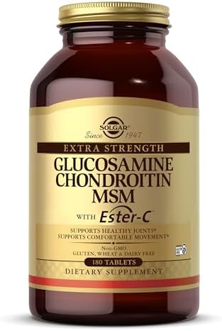 Solgar Extra Strength Glucosamine Chondroitin MSM w/ Ester-C, 180 Tablets (Таблетки) - Promotes Healthy Joints, Supports Comfortable Movement & Collagen Formation - Non-GMO, Gluten Free, Dairy Free - 60 Servings (Порции) Solgar