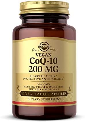 Solgar Vegetarian CoQ-10 200 mg, 30 Vegetable Capsules - Heart Healthy, Protective Antioxidant - Coenzyme Q10 (CoQ-10) Supplement - Vegan, Gluten Free, Dairy Free, Kosher - 30 Servings Solgar