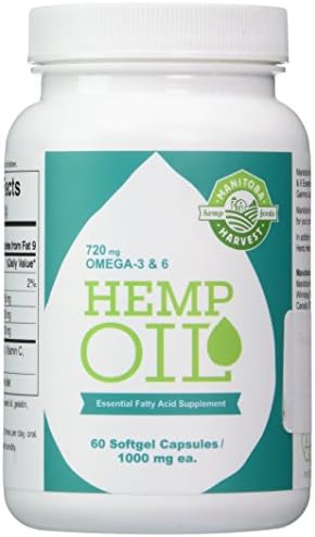 Manitoba Harvest Hemp Oil Essential Fatty Acid Supplement 1000 mg. - 60 Capsules (Капсулы), 2 pack Manitoba Harvest