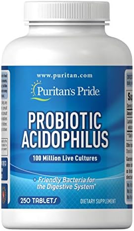 Puritans Pride Probiotic Acidophilus Tablets (Таблетки), White, 100 Count Puritan's Pride