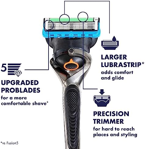 Gillette ProGlide Razor Refills for Men, 5 Bladed Razor for a Close Shave, with Precision Trimmer and Lubrastrip, 12 Razor Blade Refills Gillette