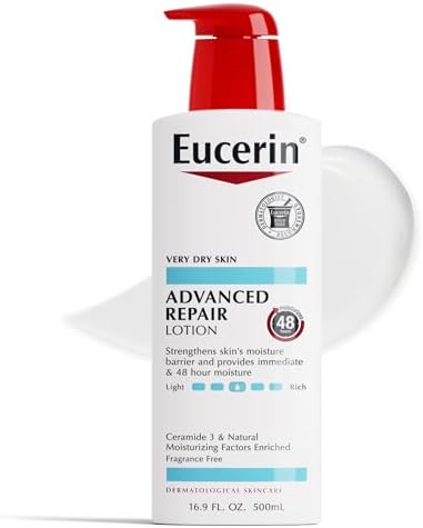 Eucerin Advanced Repair Body Lotion for Very Dry Skin, Unscented Lotion Formulated with Ceramides, 16.9 Fl Oz Bottle Eucerin