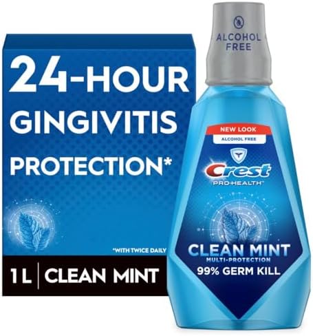 Crest Pro Health Multi-Protection Mouthwash with CPC (Cetylpyridinium Chloride), Clean Mint, 1L (33.8 fl oz) Crest