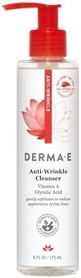 DERMA-E Anti-Wrinkle Cleanser – Anti-Aging Face Wash with Glycolic Acid and Vitamin A – Gentle Cleansing and Exfoliating Facial Wash Removes Makeup, Oil and Impurities, 6 oz Derma E