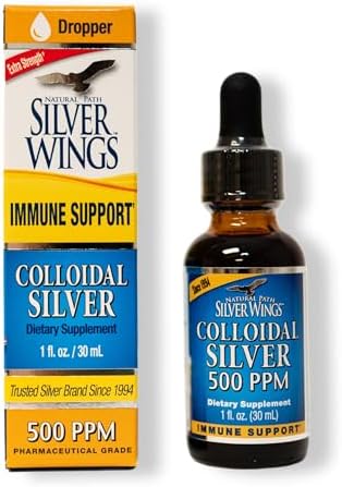 Natural Path Silver Wings Colloidal Silver 500PPM, Amber Brown Liquid Immune Support, 1 Fl Oz (Pack of 1) Natural Path Silver Wings