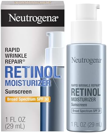 Neutrogena Retinol Face Moisturizer, Rapid Wrinkle Repair with SPF 30 Sunscreen, Daily Anti-Aging Face Cream with Retinol & Hyaluronic Acid to Fight Fine Lines, Wrinkles, & Dark Spots, 1 fl. oz Neutrogena