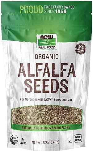 NOW Foods, Organic Alfalfa Seeds For Sprouting, Grown in the USA, Certified Non-GMO, 12-Ounce (Packaging May Vary) NOW Foods