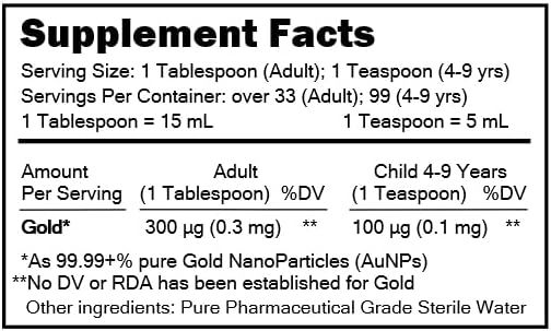 MediGOLD® Brain Booster True Colloidal Gold AuNP Nutritional Supplement - 500 mL in Clear Glass Bottle Nutraneering