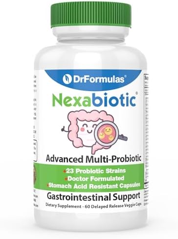 DrFormulas' Best Probiotics for Women & Men | Nexabiotic Multi Probiotic with Saccharomyces Boulardii, Lactobacillus Acidophilus, B. infantis, Prebiotic 60 Count Capsules (Капсулы) (Not Pearls) Bio Prosper Labs