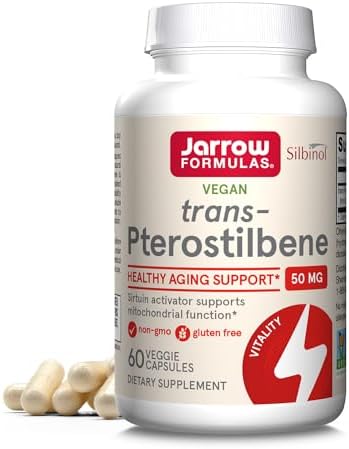 Jarrow Formulas Pterostilbene 50mg for Antioxidant Support, Dietary Supplement Supports Healthy Aging, 60 Veggie Capsules (Капсулы на растительной основе), 60 Day Supply Jarrow Formulas