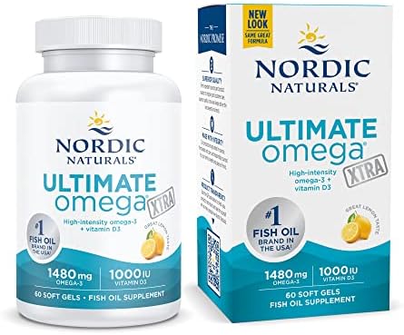 Ultimate Omega Xtra 1480 мг Омега-3 с витамином D3 1000 МЕ, 60 капсул с лимонным вкусом Nordic Naturals