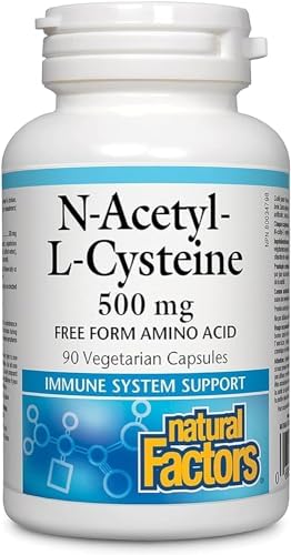 Natural Factors N-Acetyl-L-Cysteine 500 mg, Superior Antioxidant Support for Respiratory & Immune Systems, 90 Capsules (Капсулы) Natural Factors