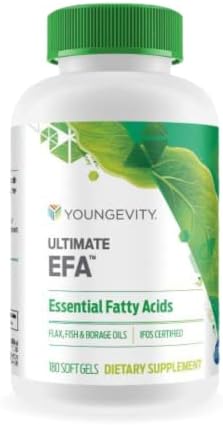 Youngevity Ultimate EFA - Organic Source of Essential Fatty Acids | Omega 3, 6, & 9 | Made from Borage, Flax & Fish Oil | 180 Soft Gel (Гель) Capsules (Капсулы) Youngevity