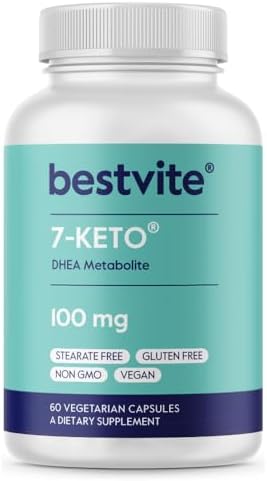 BESTVITE 7-Keto 100mg DHEA (60 Vegetarian Capsules) - No Stearates Bestvite