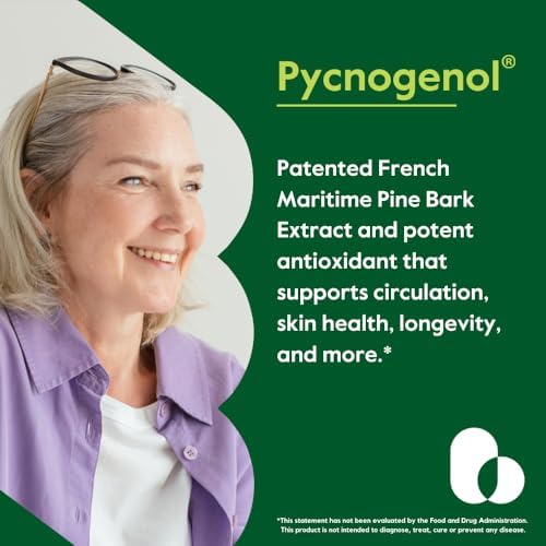 BESTVITE Pycnogenol 50mg (60 Capsules (Капсулы)) - French Maritime Pine Bark Extract - No Stearates - Gluten Free - Non GMO BESTVITE