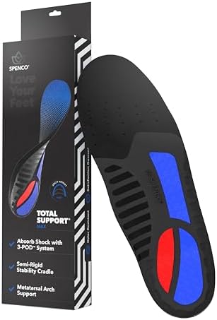 Spenco Total Support Max Shoe Insoles - Orthotic Metatarsal Arch Support Inserts - Absorbs Shock, Reduces Over-Pronation, Conforms to Foot Contours, Deep Heel Cupping Women's 7-8.5/Men's 6-7.5 Spenco