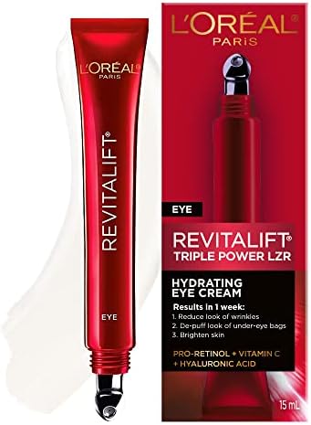 L'Oreal Paris Revitalift Triple Power Anti-Aging Eye Cream Treatment, with Pro Retinol, Hyaluronic Acid & Vitamin C to Reduce Wrinkles, De-puff and Brighten Skin, 0.5 fl. oz. L'Oréal Paris