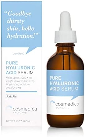 Hyaluronic Acid Serum for Skin- 100% Pure-Anti-Aging Serum- Intense Hydration + Moisture, Non-greasy, Paraben-free-Best Hyaluronic Acid for Your Face (Pro Formula) Cosmedica Skincare