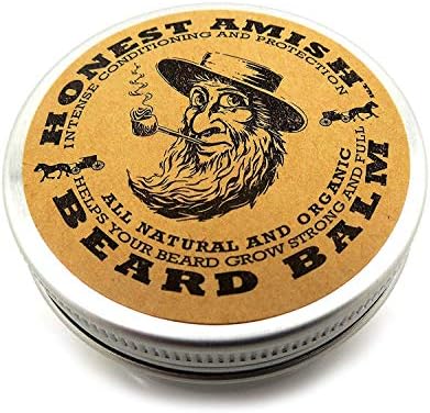 Honest Amish Beard Balm Leave-in Conditioner - Made with only Natural and Organic Ingredients - 2 Ounce Tin Honest Amish