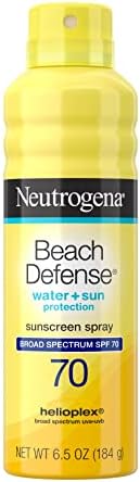 Neutrogena Beach Defense Spray Sunscreen with Broad Spectrum SPF 70, Fast Absorbing Sunscreen Body Spray Mist, Water-Resistant UVA/UVB Sun Protection, Oxybenzone Free, 6.5 oz Neutrogena