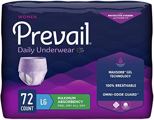 Prevail Proven | Large Pull-Up | Women's Incontinence Protective Underwear | Maximum Absorbency | 72 Count Prevail