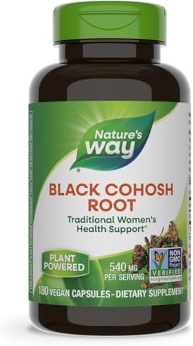 Nature's Way Black Cohosh Root, Traditional Support for Women's Health*, 540 mg per Serving (Порция), Non-GMO Project Verified, 180 Capsules (Капсулы) (Packaging May Vary) Nature's Way