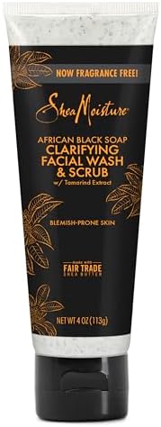 SheaMoisture Facial Wash and Scrub African Black Soap for Blemish Prone Skin to Clarify Skin 4 oz SheaMoisture