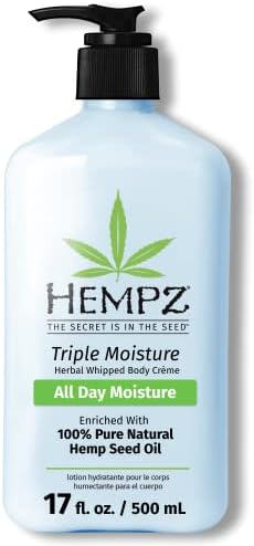 HEMPZ Triple Moisture Body Moisturizer, 17 Oz – Hydrating Lotion Rich with Minerals, Vitamin C, & Hempseed Oil to Nourish & Repair Extremely Dry or Sensitive Skin for Body Hempz