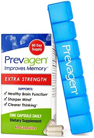 Prevagen Improves Memory - Extra Strength 20mg, 60 Capsules, with Apoaequorin & Vitamin D & Prevagen 7-Day Pill Minder | Brain Supplement for Better Brain Health, Supports Healthy Brain Function Prevagen