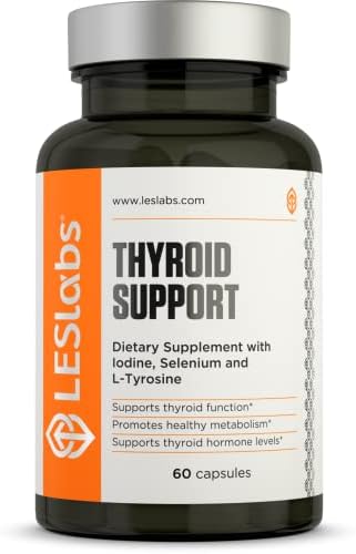 LES Labs Thyroid Support – Metabolic Health, Thyroid Hormone Production, Energy & Focus – Iodine, L-Tyrosine, Ashwagandha, Selenium & Turmeric – Non-GMO Supplement – 60 Capsules (Капсулы) LES Labs