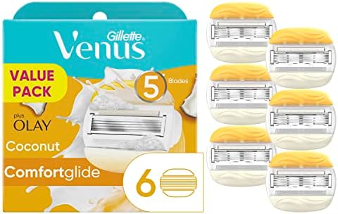 Gillette Venus ComfortGlide Womens Razor Blade Refills, 6 Count, Infused with Olay Coconut Scent Gillette Venus