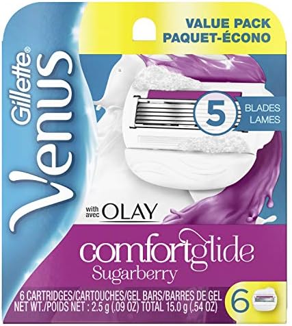 Gillette Venus ComfortGlide with Olay Sugarberry Women's Razor Blade Refills, 6 Count (Packaging may vary) Gillette Venus