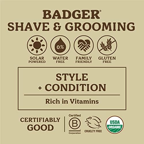 Badger - Hair Pomade, Certified Organic, Medium Hold Hair Pomade with Great Shine, Essential Oils, Mens Hair Pomade, 2oz Badger