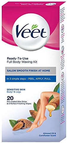 Veet Full Body Waxing Kit - Sensitive Skin (Pack of 20 Wax Strips) Veet