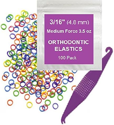 100 Pcs Natural Orthodontic Elastic Dental Rubber Bands for Braces, 4.5 Ounce Heavy, Dreadlocks Hair Braids Include Braces Rubber Band Tool 3/16 Inch Prairie Horse Supply