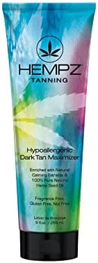 HEMPZ Hypoallergenic Dark Tan Maximizer - Herbal Moisturizing Self Tanning Lotion - Fragrance Free for Tanning Beds, Beach, Sun 9 Fl OZ Hempz