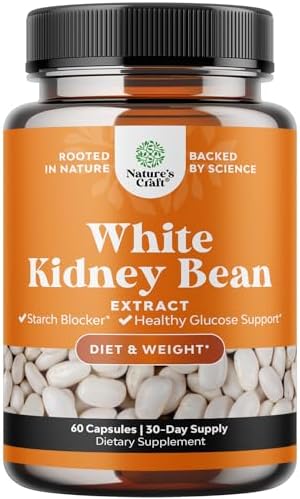 Natural White Kidney Bean Extract - White Kidney Bean Energy Booster AMPK Activator and Antioxidant Capsules (Капсулы) - Digestive Health Dietary Fiber Supplement and Workout Supplement for Men and Women Natures Craft