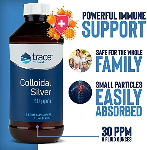 Trace Minerals | Colloidal Silver Liquid | 30 PPM Safe Dose Mineral Supplement, 99.99% Pure, Super-Oxygenated, Vegan | 16 fl oz Bottle (1 Pack) Trace Minerals