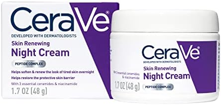 CeraVe Skin Renewing Night Cream | Niacinamide, Peptide Complex, and Hyaluronic Acid Moisturizer for Face | 1.7 Ounce, Packaging may Vary CeraVe