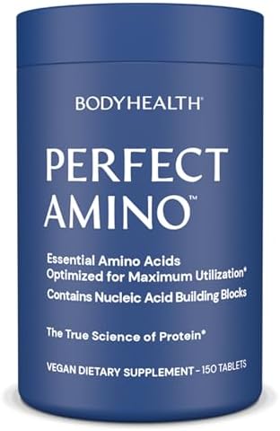 BodyHealth PerfectAmino Tablets (Таблетки) (150 ct), Essential Amino Acid with BCAAs + Lysine, Phenylalanine, Threonine, Methionine, Tryptophan, Supplement for Muscle Mass Production, Recovery & Strength BodyHealth