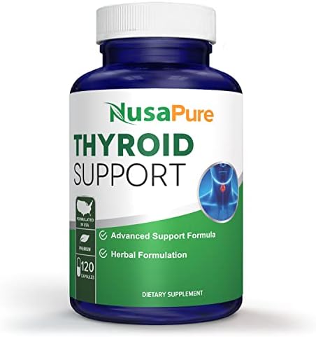 NusaPure Thyroid Support Supplement (Non-GMO) 120 caps, Ashwaganda, Iodine, Zinc, kelp, Vitamin B12, L-Tyrosine, Selenium, Copper NusaPure