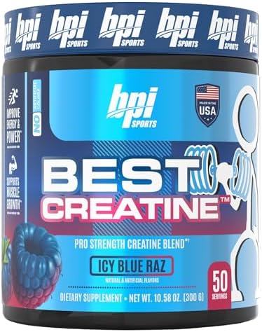 BPI Sports Best Creatine - Creatine Monohydrate, Himalayan Salt - strength, Pump, Endurance, Muscle Growth, Muscle Definition - No Bloat - Snow Cone - 50 servings - 10.58 Oz BPI Sports